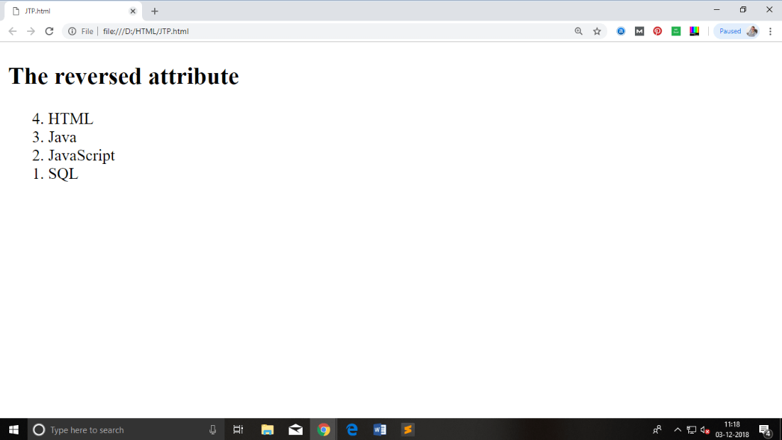HTML 有序列表