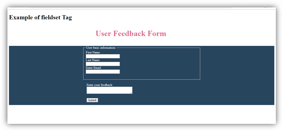 HTML fieldset tag