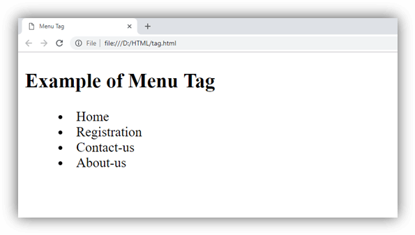 HTML 菜单标签