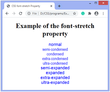CSS font-stretch 属性